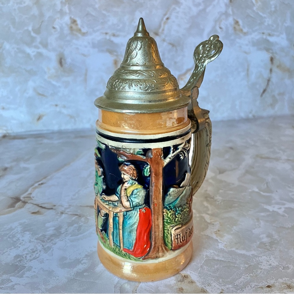 Vintage‎ German Beer Stein made in west Germany pewter lid